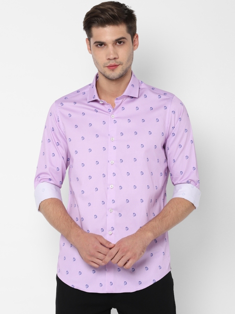 

SIMON CARTER LONDON Men Lavender Slim Fit Printed Casual Shirt