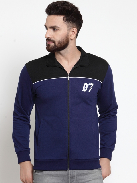 

WILD WEST Men Blue & Black Colourblocked Sweatshirt
