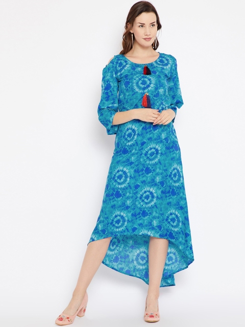 

Cottinfab Women Blue Dyed Fit and Flare Dress
