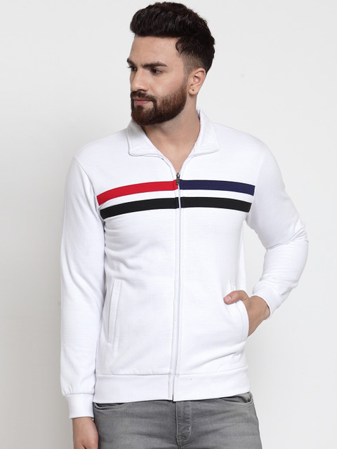 

WILD WEST Men White & Red Striped Sweatshirt