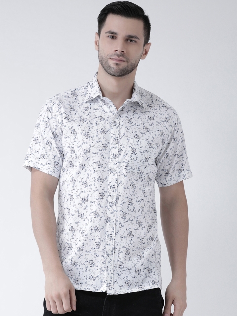 

Zeal Men White & Navy Blue Regular Fit Printed Casual Shirt