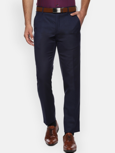 

Van Heusen Men Navy Blue Slim Fit Solid Formal Trousers
