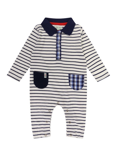 

Lilly and Sid Girls Blue Striped Rompers