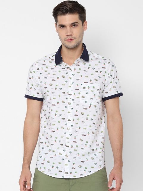 

SIMON CARTER LONDON Men White Printed Slim Fit Polo Collar T-shirt