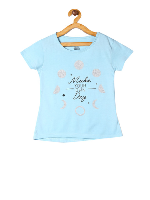 

Cherokee Girls Blue Printed Round Neck T-shirt