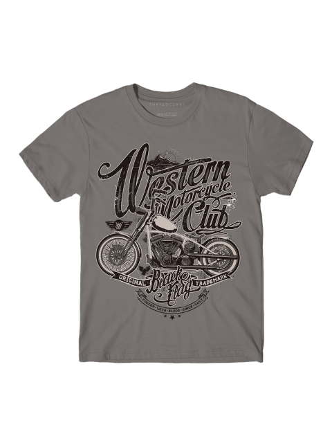 

THREADCURRY Boys Grey Printed Round Neck T-shirt