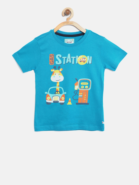 

Nauti Nati Boys Blue Printed Round Neck T-shirt