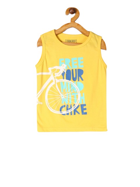 

Cherokee Boys Yellow Printed Round Neck T-shirt