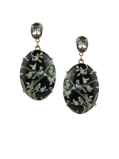 

Kazo Black Hand Painted Oval Drop Earrings
