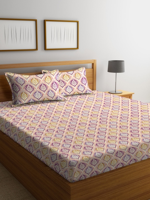 

STELLAR HOME Multicoloured Ethnic Motifs 120 TC Cotton 1 Queen Bedsheet with 2 Pillow Covers, Multi