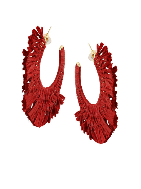 

Kazo Red Circular Half Hoop Earrings