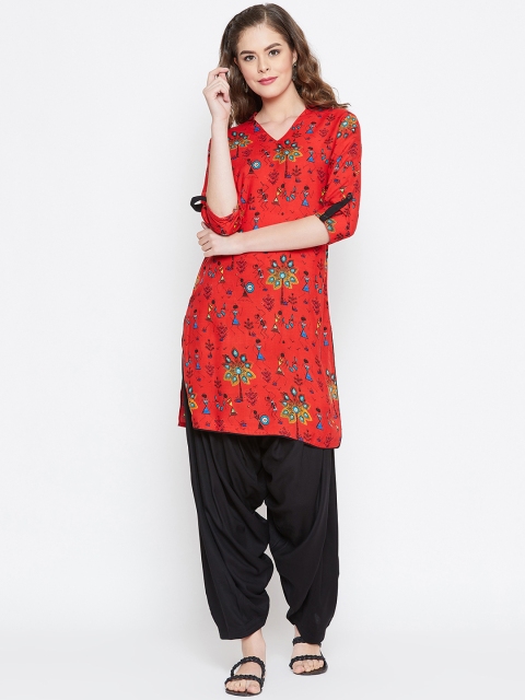 

PANIT Women Red & Black Printed Kurta with Patiala