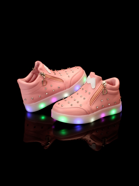

Walktrendy Girls Pink Slip-On Sneakers