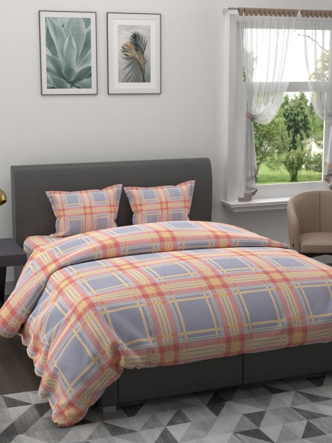 

BIANCA Blue & Yellow Checked AC Room 150 GSM Double Bedding Set