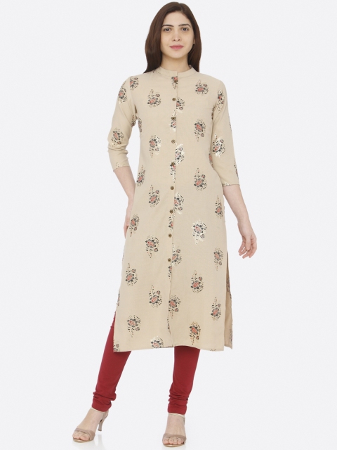 

RAISIN Women Beige Printed Staight Kurta