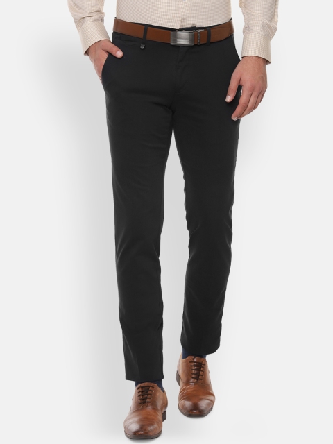 

Van Heusen Men Black Slim Fit Solid Formal Trousers