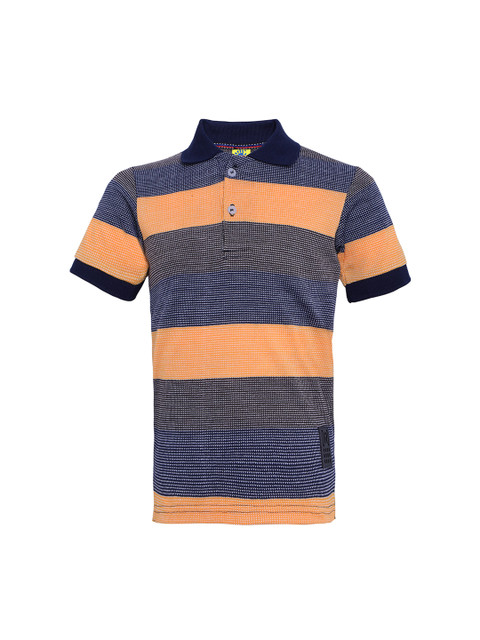 

Punkster Boys Multicoloured Striped Polo Collar T-shirt, Multi