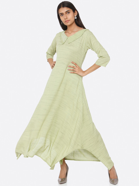 

RAISIN Women Green Solid Maxi Dress