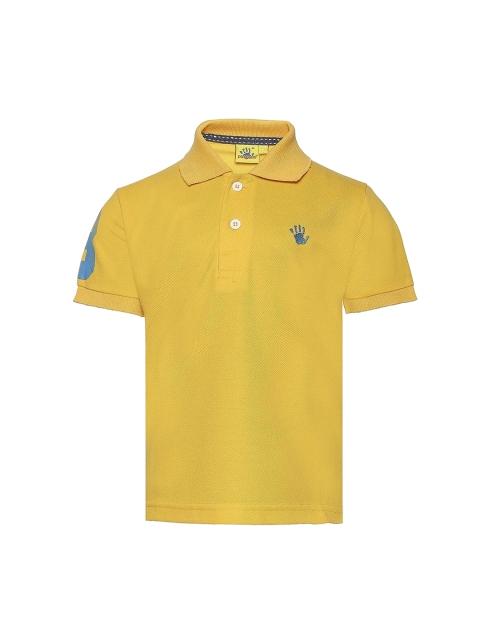 

Punkster Boys Yellow Solid Polo Collar T-shirt