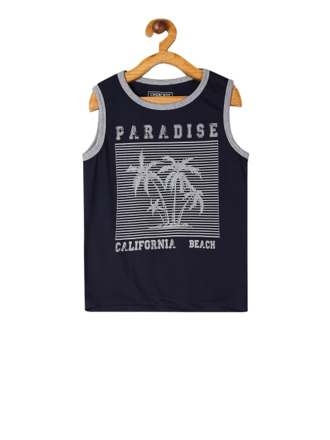 

Cherokee Boys Navy Blue Printed Round Neck T-shirt
