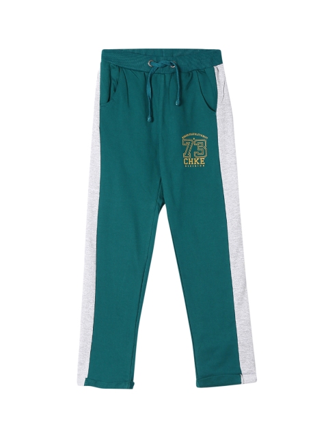 Cherokee Boys Green & Grey Colourblocked Straight Fit Trackpant