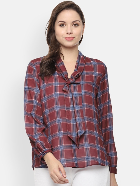 

Van Heusen Woman Brown & Blue Regular Fit Checked Casual Shirt