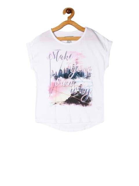 

Cherokee Girls White Printed Round Neck T-shirt