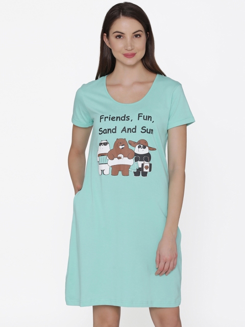 

Clovia Sea Green Printed Nightdress