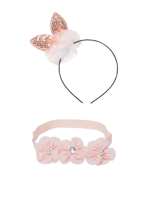 

Golden Peacock Girls Set of 2 Hairbands, Pink