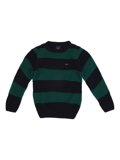

Allen Solly Junior Boys Green & Navy Blue Colourblocked Sweater