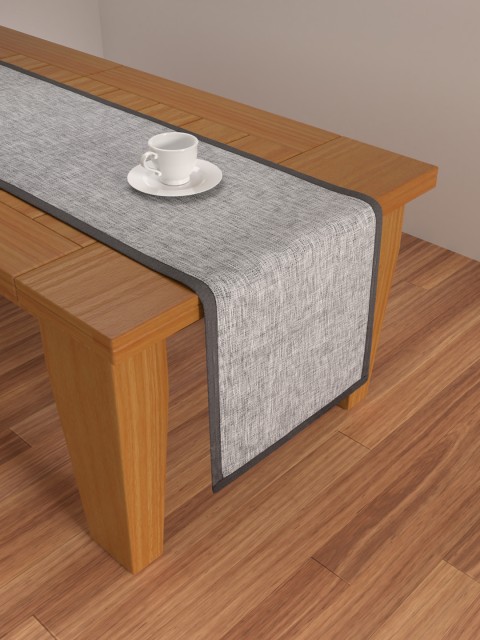 

S9home by Seasons Grey & Black Printed 6 Seater Table Runner