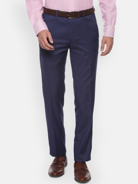 

Van Heusen Men Navy Blue Slim Fit Solid Formal Trousers