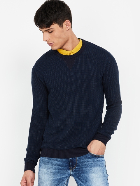 

Forca by Lifestyle Men Navy Blue Solid Sweater