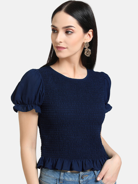

Kazo Women Blue Solid Fitted Top