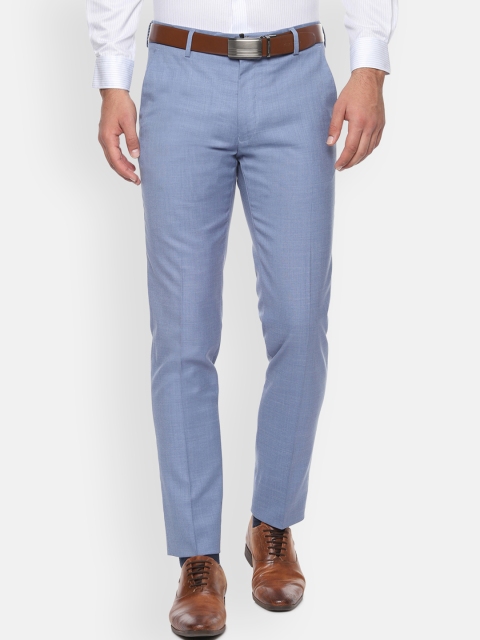 

Van Heusen Men Blue Slim Fit Self Design Formal Trousers