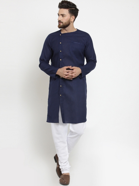

TREEMODA Men Blue Solid Straight Kurta
