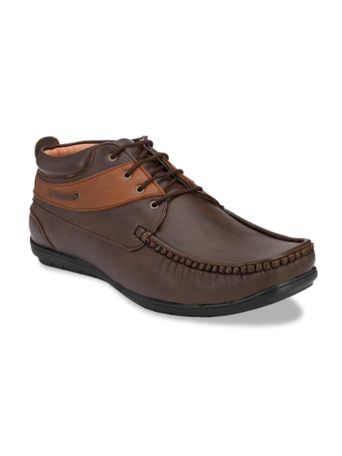 

Fentacia Men Brown Colourblocked Synthetic Leather Mid-Top Derbys