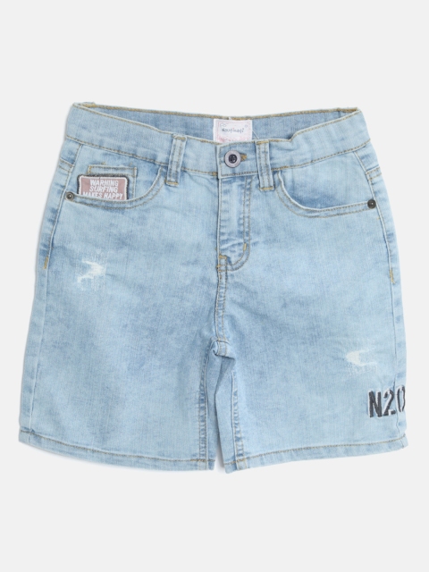 

Nauti Nati Boys Blue Printed Regular Fit Denim Shorts