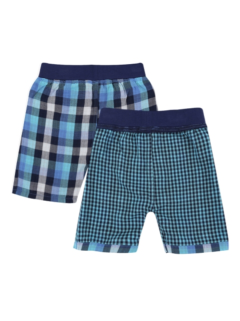 

Lilly and Sid Boys Blue Checked Organic Cotton Reversible Regular Shorts