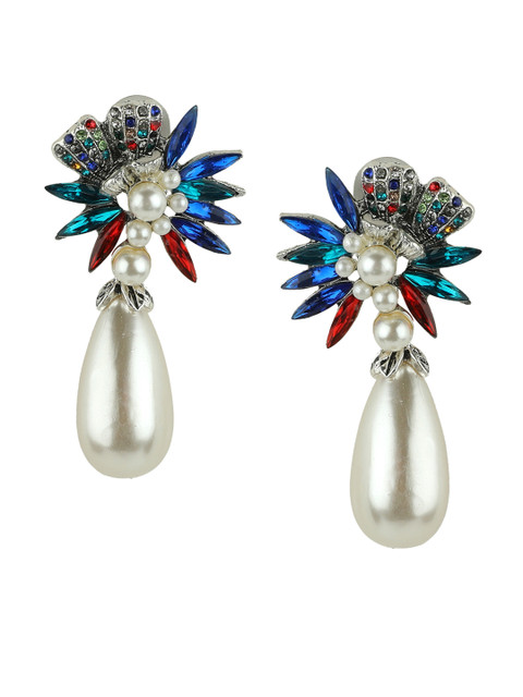 

Kazo White & Blue Teardrop Shaped Drop Earrings