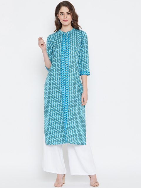 

Prakhya Women Blue Printed Straight Kurta