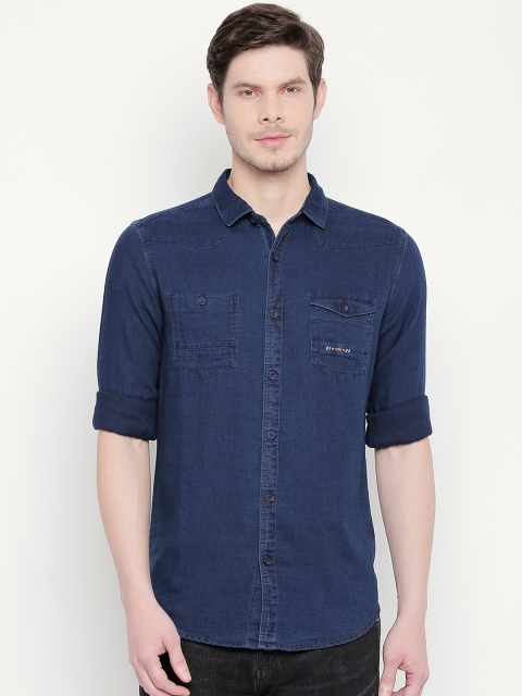 

SF JEANS by Pantaloons Men Blue Slim Fit Solid Casual Shirt