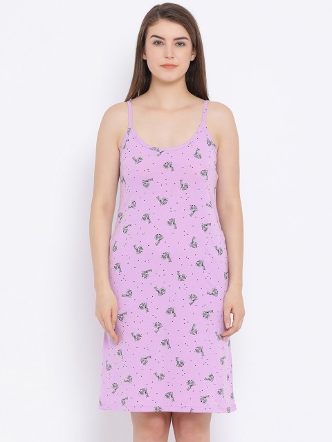 

Clovia Purple Printed Nightdress