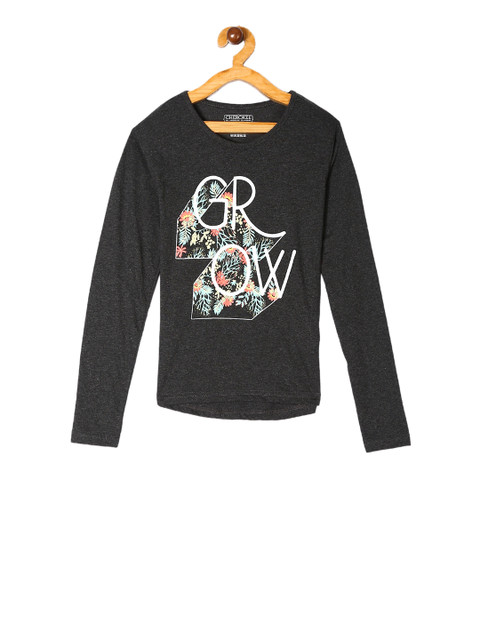 

Cherokee Girls Grey Printed Round Neck T-shirt