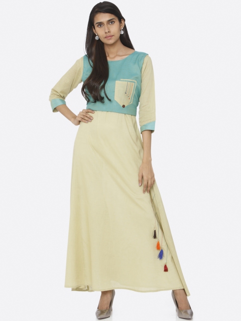 

RAISIN Women Beige Colourblocked Maxi Dress