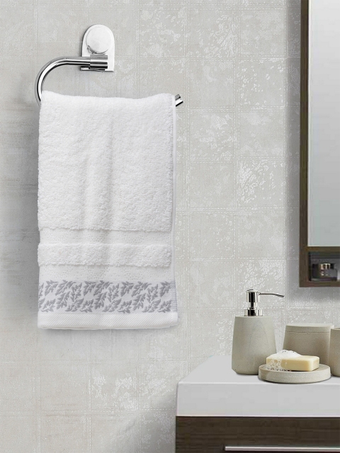 

Portico New York Unisex White & Grey Self-Design Hand Towel