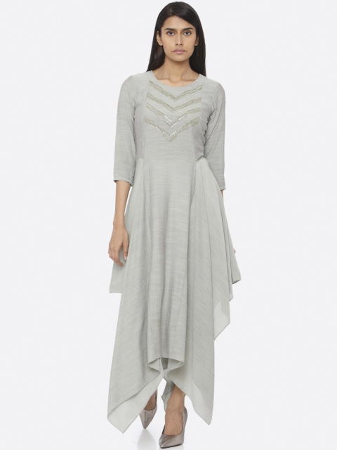 

RAISIN Women Solid Grey Maxi Dress