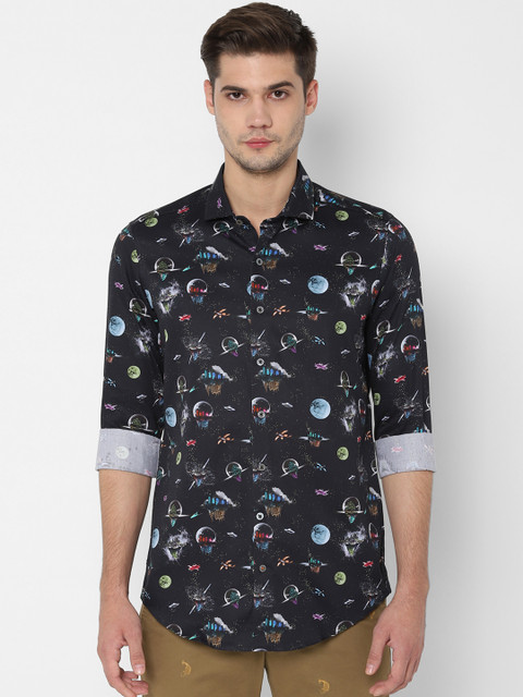 

SIMON CARTER LONDON Men Black Slim Fit Printed Casual Shirt