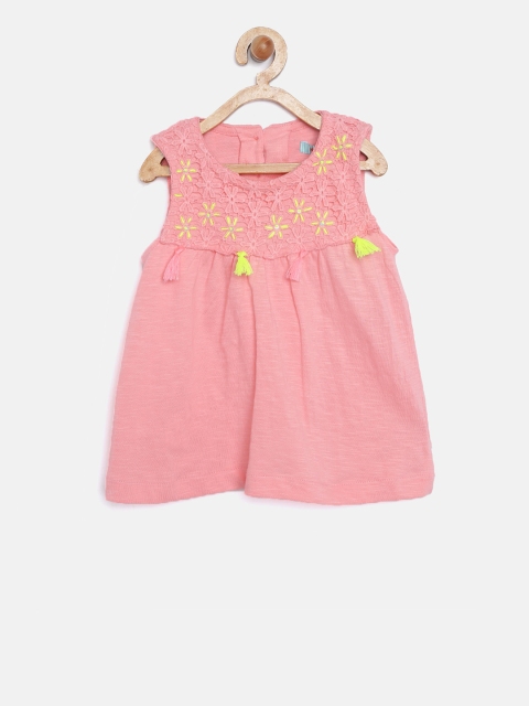 

Nauti Nati Girls Solid Pink & Yellow A-Line Dress