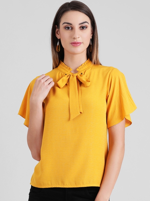 

Zink London Women Mustard Yellow Solid Top